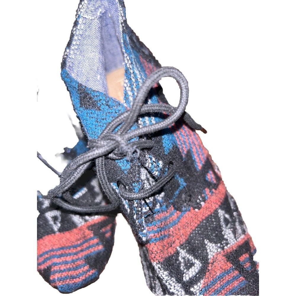 Toms Boots Womens Sz 7 Black Aztec Navajo Hidden Wedge Heel Lace Up Ankle Bootie - Picture 5 of 9